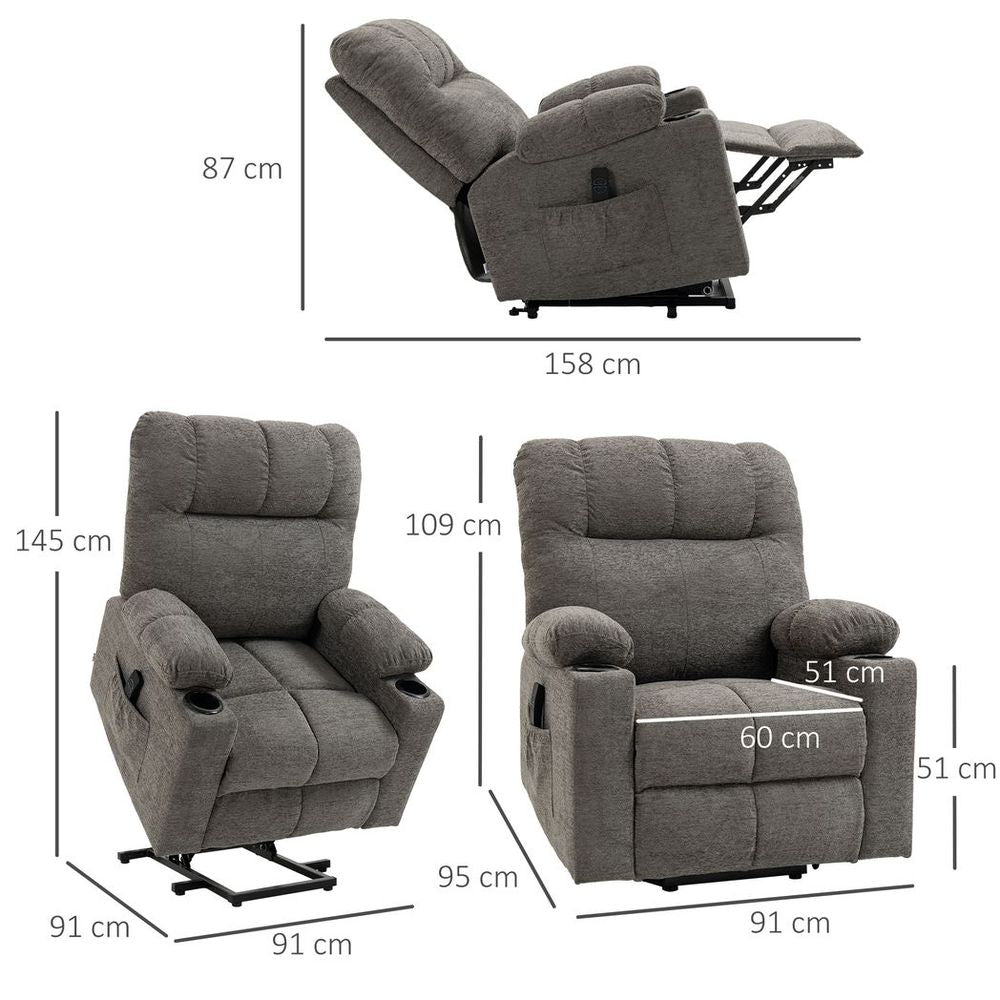 Heavy Duty Riser and Recliner Chair Lift Chair for the Elderly, Grey