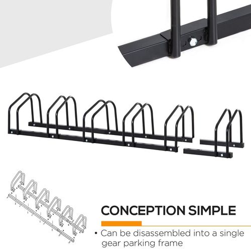 6 Bike Parking Rack Locking Storage Stand Holder Floor Wall Mount Black