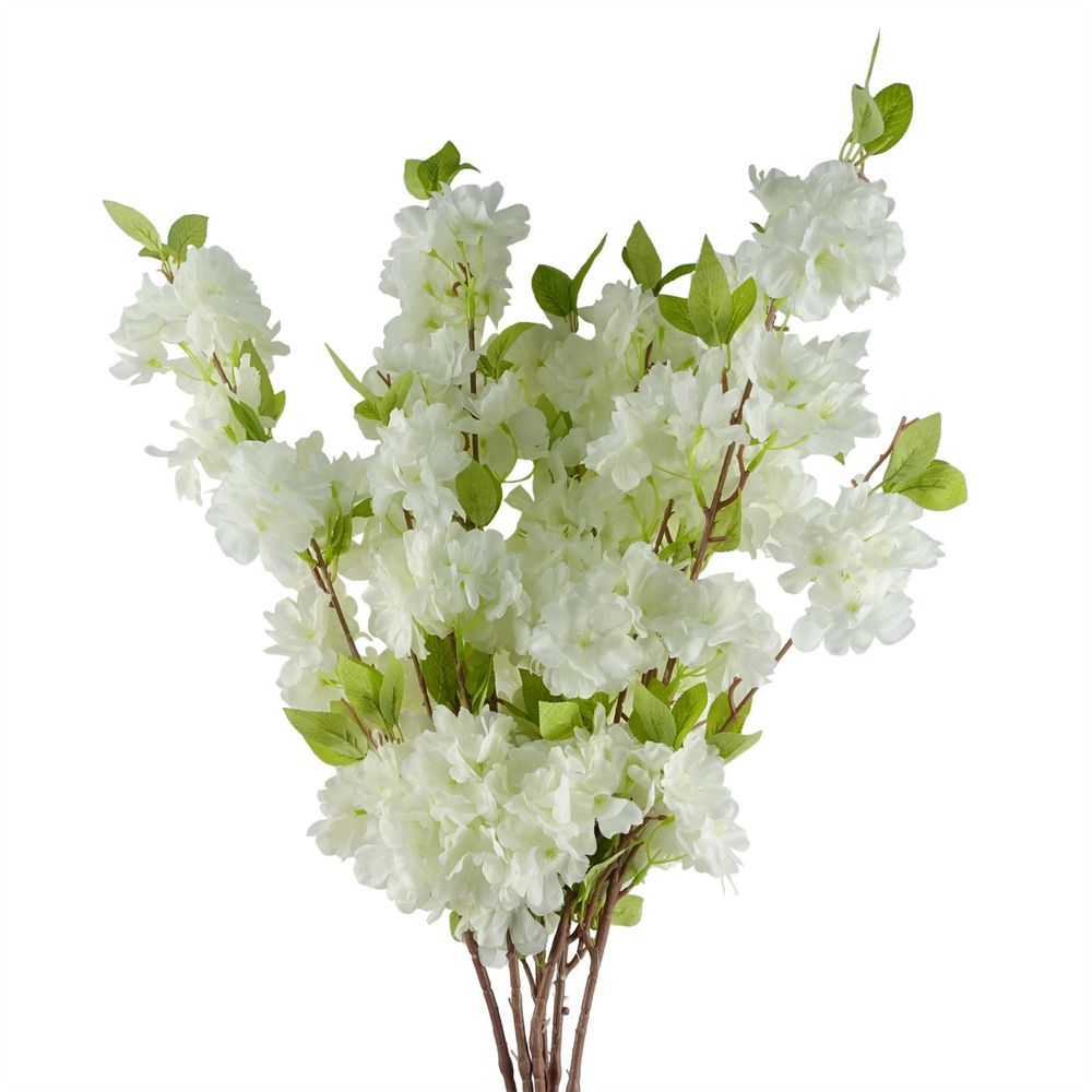 White Artificial Blossom Stems - Pack of 6 - 100cm - Silk Flowers