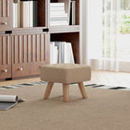 Modern Footstool, Fabric Foot Rest with Rubber Wood Legs