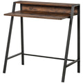 Rustic Brown Metal Frame Office PC Workstation with Storage Shelf - Professional Quality