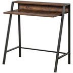 Rustic Brown Metal Frame Office PC Workstation with Storage Shelf - Professional Quality
