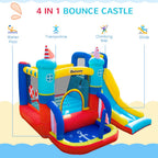 4 in 1 Kids Bouncy Castle Large Sailboat Style Inflatable House Slide Trampoline Water Pool Climbing Wall with Blower Carrybag for Kids Age 3-8, 2.65 x 2.6 x 2m