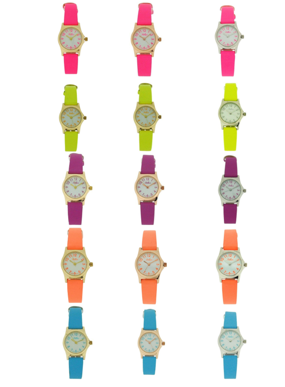 Girls Ladies White Dial Leather Strap Watch 1013 - Multiple Colors