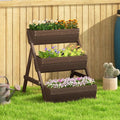 3 Tier Raised Garden Bed Wooden Elevated Planter Box Kit, Tan
