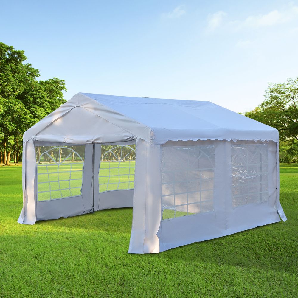 Gazebo Marquee Party Tent - Steel Frame, White 4m x 4m x 2.8m