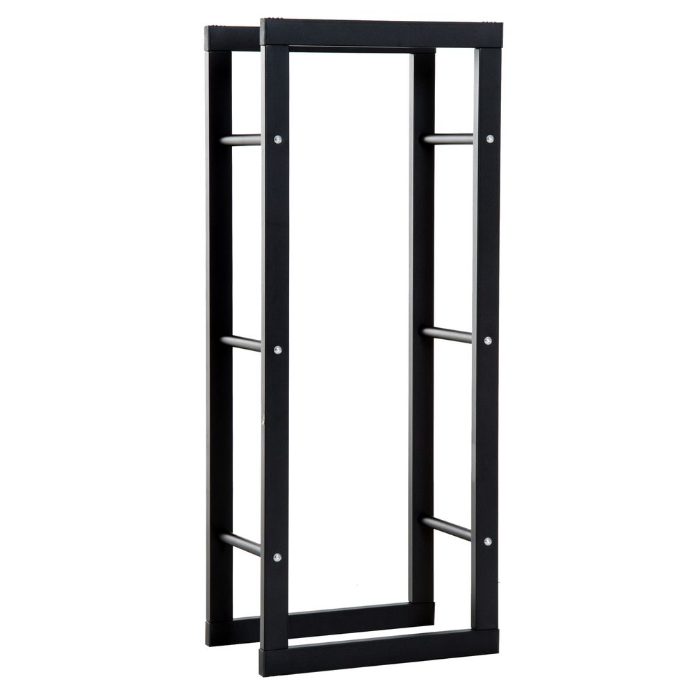 Tall Metal Firewood Log Holder Rack Double Tier Fireplace Log Storage Cradle 40cm x 25cm x 150cm