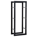 Tall Metal Firewood Log Holder Rack Double Tier Fireplace Log Storage Cradle 40cm x 25cm x 150cm