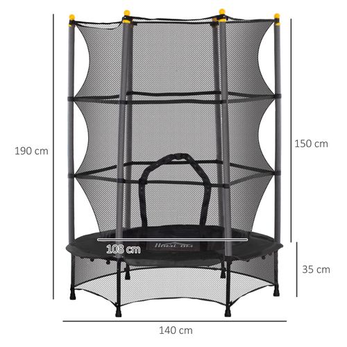 4.6FT/75" Kids Trampoline with Safety Enclosure, Indoor Outdoor