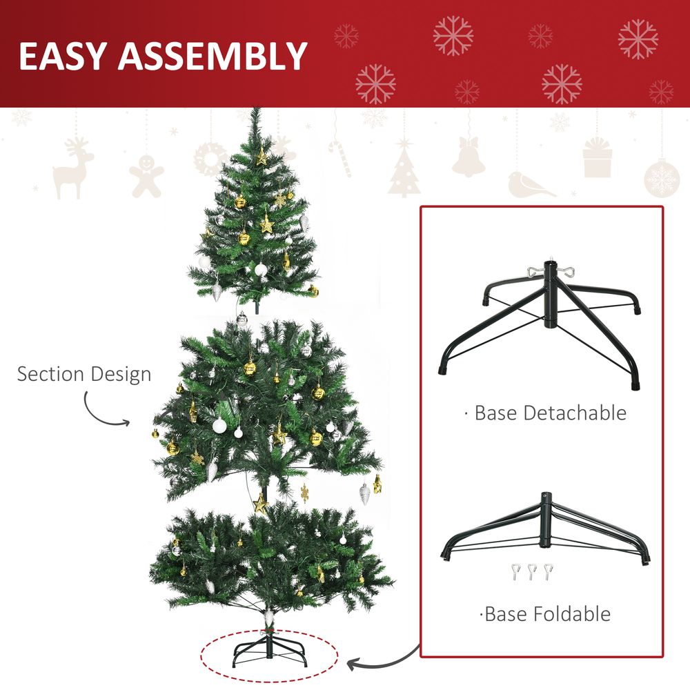 1.8m 6ft Pre-Lit Artificial Christmas Tree 200 LED Tree Decorative Balls Stand