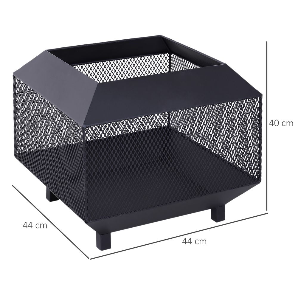 Fire Pit, Square Steel-Black - Quality Outdoor Heating