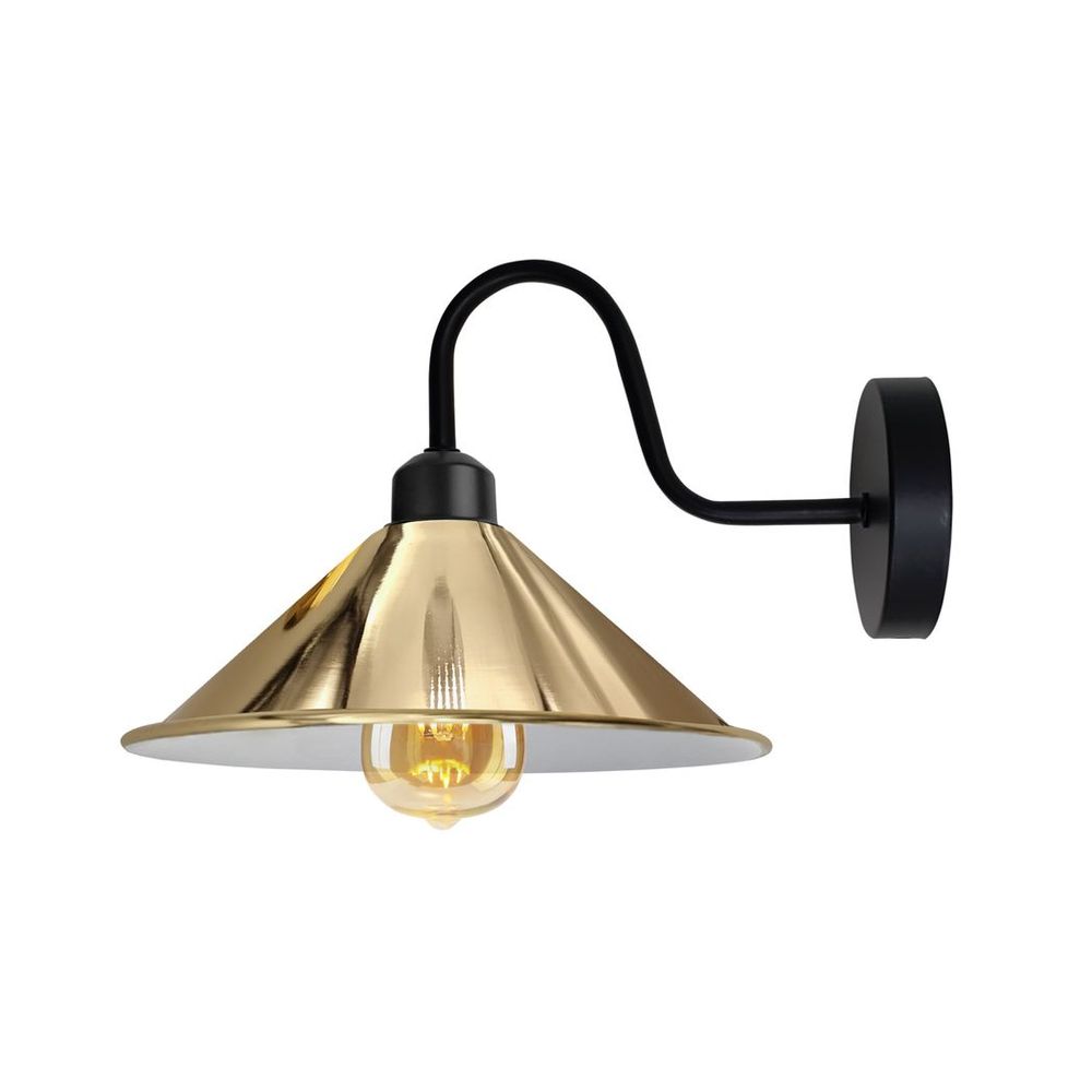 French Gold Wall Light Fixture, Black Wall Sconce - Elegant Vintage Design, E27 Base Socket, Metal - 3-Year