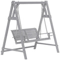 2 Seater Wooden Garden Swing Seat Hammock Bench Lounger, Grey