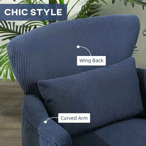 Armchair with Padded Seat and Backrest for Living Room, Blue