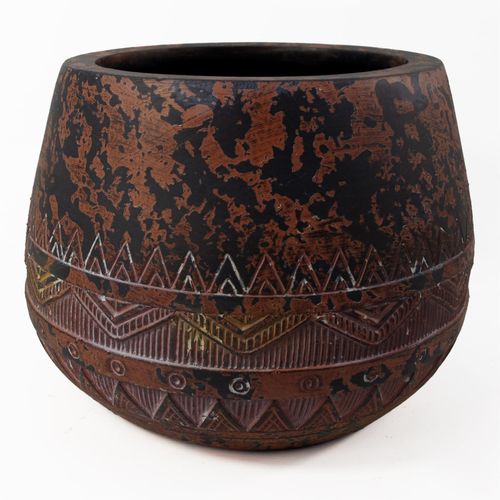 24cm x 30cm Large Zaturn Planter Brown / Black