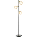 Modern Floor Lamp with Glass Global Shade, 3 Light, for Living Room