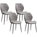 Modern Style Kitchen Chairs Set of 4 with Flannel Upholstered, Light Grey Dark Grey