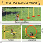 Dog Agility Equipment Training Portable Obstacle for Pet w/Adjustable Hurdles, Jumping Ring, Weave Poles