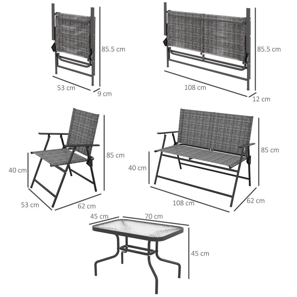 Patio Furniture Set - Table, Foldable Chairs, Loveseat, Stylish Design!