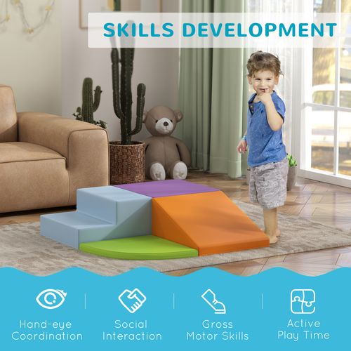 4-piece Soft Play Set Climb and Crawl Foam Activity Toys Orange