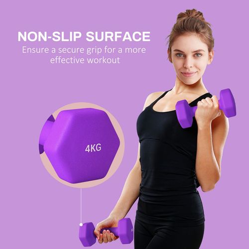 Set of 2 Hexagonal Dumbbells Weights Pair, 2 x 4kg