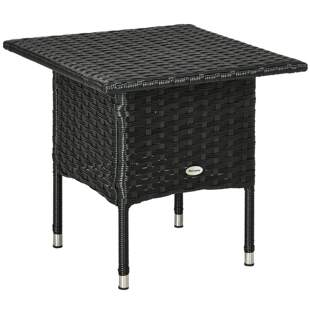 PE Rattan Outdoor Coffee Table, Patio & Garden Black Side Table