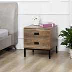 Metal Frame End Table with Storage Drawers - Bedroom & Living Room Furniture