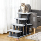 Pet Stairs with 3-step Stair, Scratching Posts, Platforms, Toy Ball