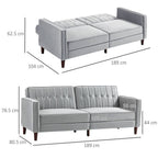 Convertible Sofa Futon Velvet-Touch Tufted Couch Sofa Bed Split Back Grey