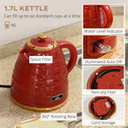Kettle and Toaster Set 1.7L Rapid Boil Kettle & 4 Slice Toaster Red
