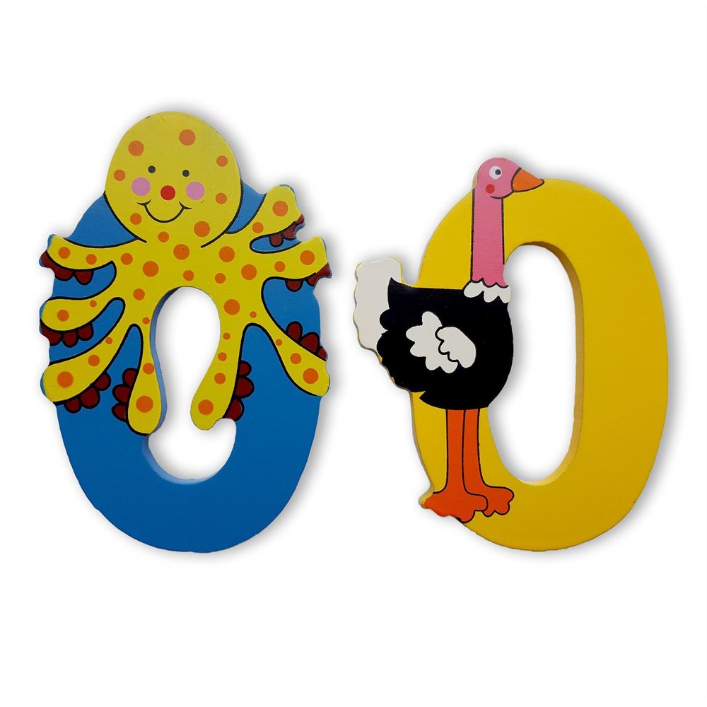 Wooden Alphabet Letter - Jungle Animal Uppercase, Self Adhesive O