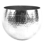 Large Metal Planter 22x18cm - Hammered Silver - Straight Edge