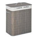 100L Bamboo Laundry Basket with Flip Lid Foldable, Grey Lining