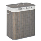 100L Bamboo Laundry Basket with Flip Lid Foldable, Grey Lining