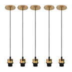 Industrial French Gold Pendant Light - 5 Pack, E27 Lamp Holder, Addable Lampshade, PVC Cable, Stylish, Dimmable