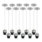 Industrial Chrome Pendant Light 10-Pack - Addable Lampshade - E27 UK Holder Set - PVC Cable - Dimmable