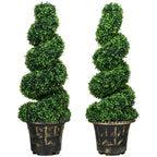 Set of 2 Potted Artificial Plants, Topiary Spiral Boxwood Trees, 90cm