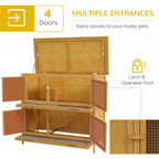 Double Decker Rabbit Hutch Bunny Cage Pet House Outdoor with Tray, Yellow