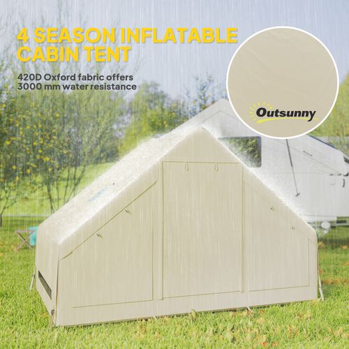 Inflatable Camping Tent with Pump, 2-4 Person Glamping Tent