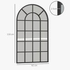 Modern Arch Window Wall Mirror for Living Room Bedroom, 110x62cm, Black