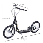 Teen Scooter Children Stunt Scooter 16" Tyres Adjustable Height, Black