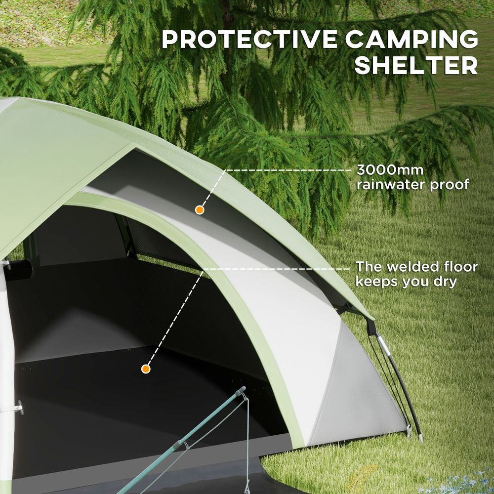4-5 Man Camping Tent - 3000mm Waterproof - Green