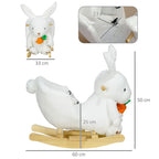 Kids Rabbit-Shaped Rocking Horse with Realistic Sounds Safety Belt White