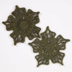 Jute Star Placemats - Set of 2, Olive - 36x36cm