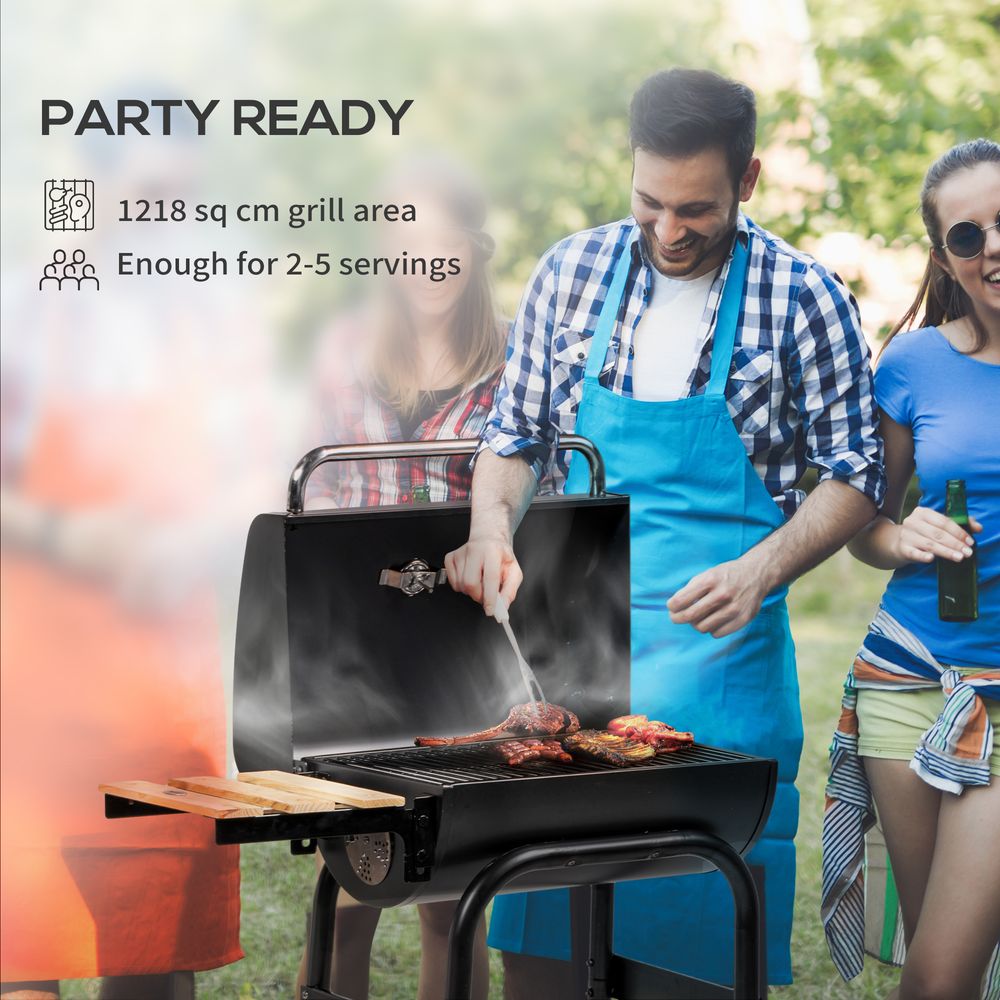 BBQ Grill - Charcoal, Shelves, Lid, Thermometer - for Outdoor Parties!