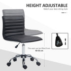 Armless Mid-Back Office Chair - 360 Swivel, Adjustable, Black