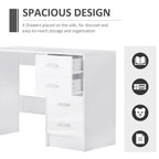 High Gloss 4-Drawer Vanity Desk - White. for Home Office & Study. Spacious Storage & Stylish Design!