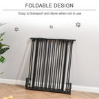 Pet Safety Gate 3 Panels Playpen Metal Fence with Walk Through Door Black