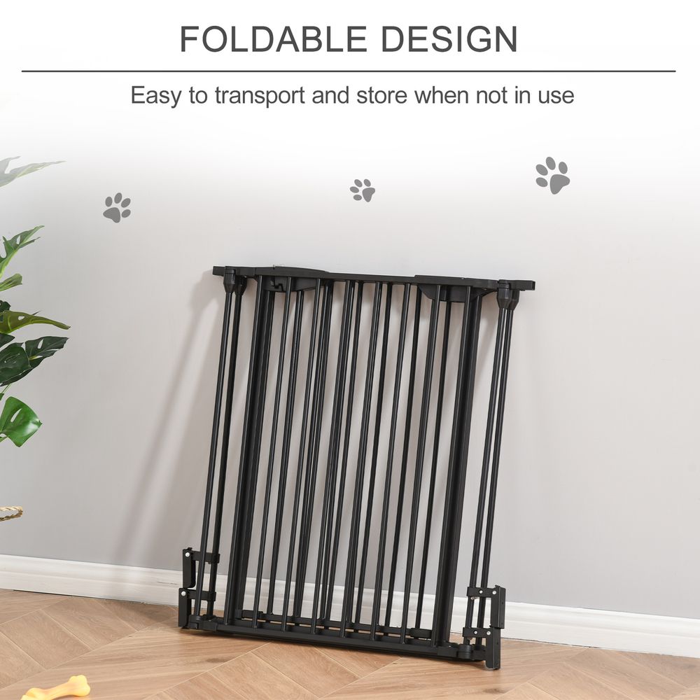 Pet Safety Gate 3 Panels Playpen Metal Fence with Walk Through Door Black