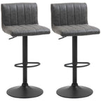 Adjustable Barstools Set of 2, Swivel Counter Bar Chairs, Bar Stools with Footrest, PU Leather, Gas Lift, Grey